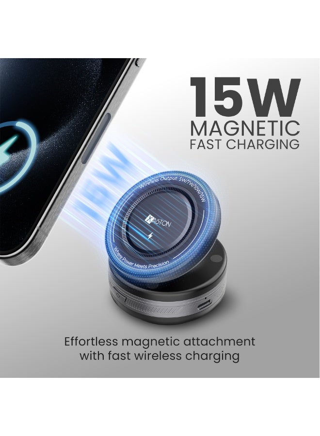 اكساستون شاحن سيارة لاسلكي مغناطيسي من مع شحن سريع بقوة 15 واط، وحامل هاتف 2 في 1 مع شحن مغناطيسي وسلكي، وحامل سيارة دوار 360 درجة، وحامل هاتف آمن، متوافق مع هواتف iPhone وSamsung الذكية (أسود، NCH17W) - Image 2